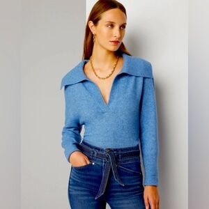 New! $99 XL blue soft cozy Johnny collar Sweater White House Black Market